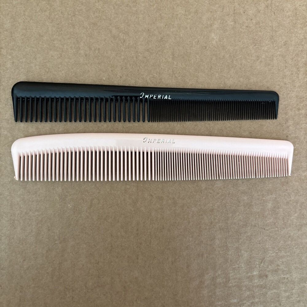 (2) Imperial barber combs Black & Pink vintage 7”
